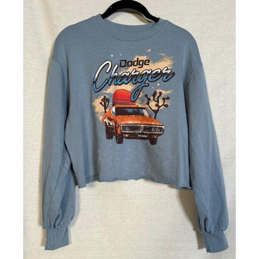 Dodge Charger Official Merchandise Women's Blue Cropped Sweatshirt Pullover